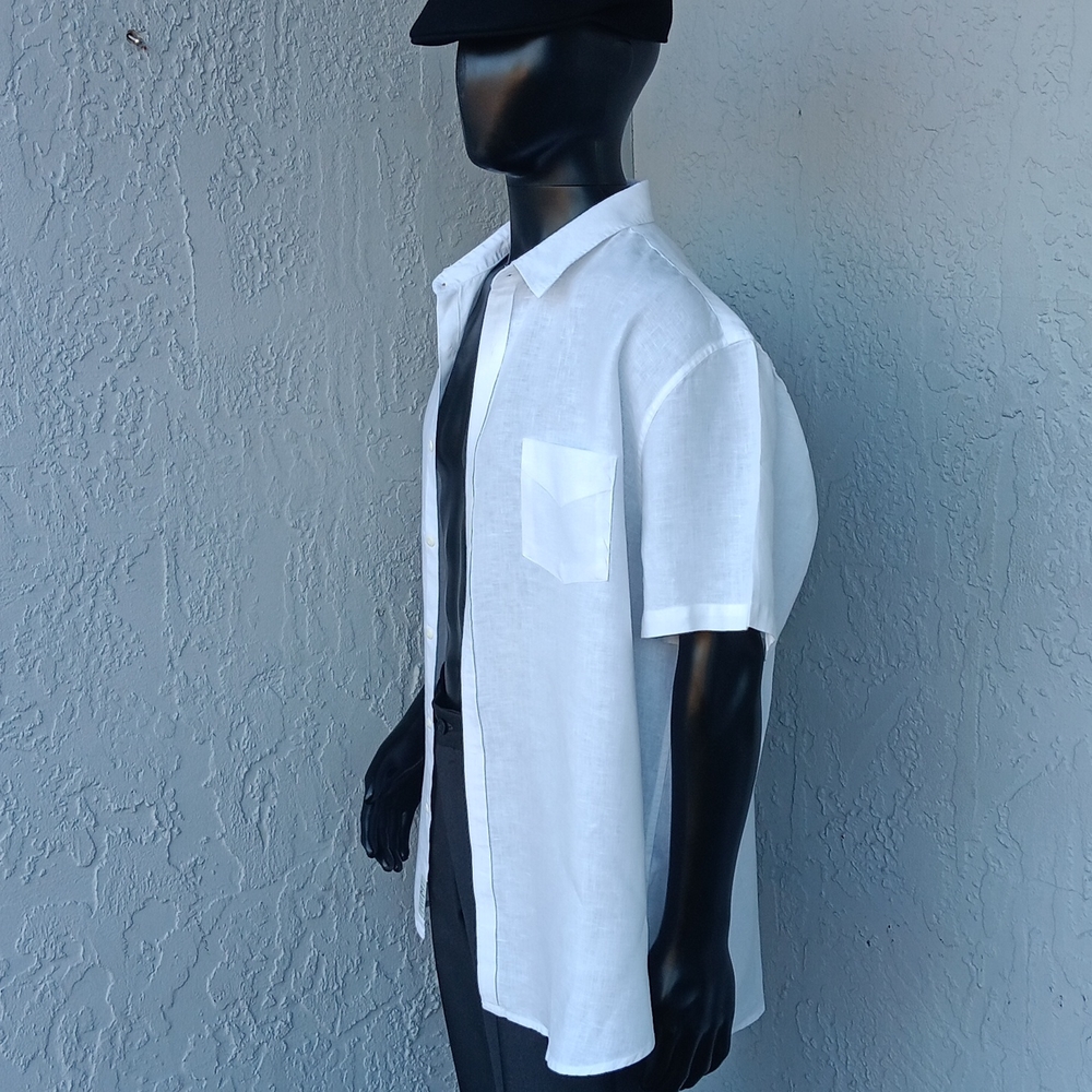 Lucky Brand Men's Pure Linen Short Sleeve Luxury Shirt